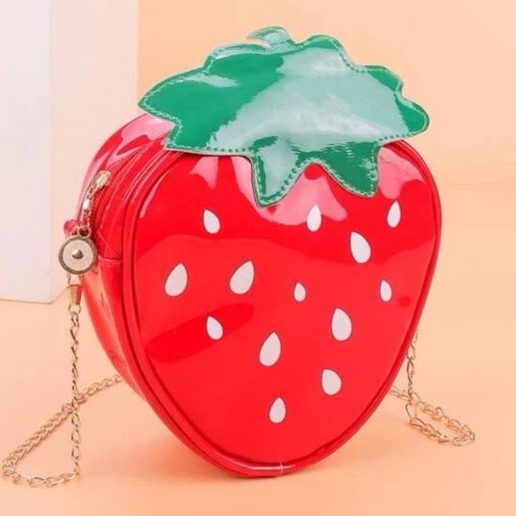 NWT Mini Strawberry Chain Crossbody Faux Leather Bag - Picture 7 of 7